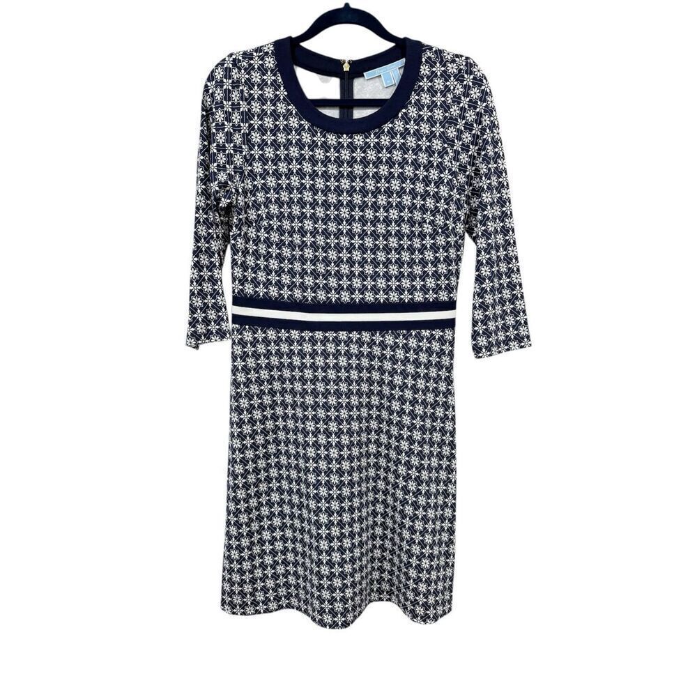 Draper James Honeycomb Floral Dress in Nassau Navy M
